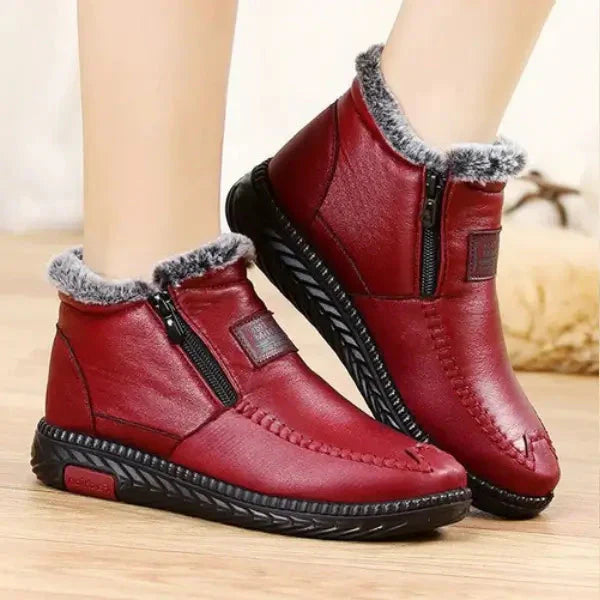 Bota De Couro Legítimo Feminina Aveludada lojaencomendabrasil Vinho 34 