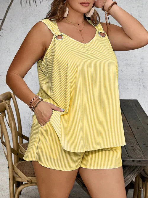Conjunto com Top Regata e Shorts Plus Size - Cinthia lojasoeconomia 