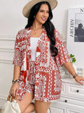 Conjunto de Quimono e Shorts Plus Size - Louise lojasoeconomia Vermelho G 