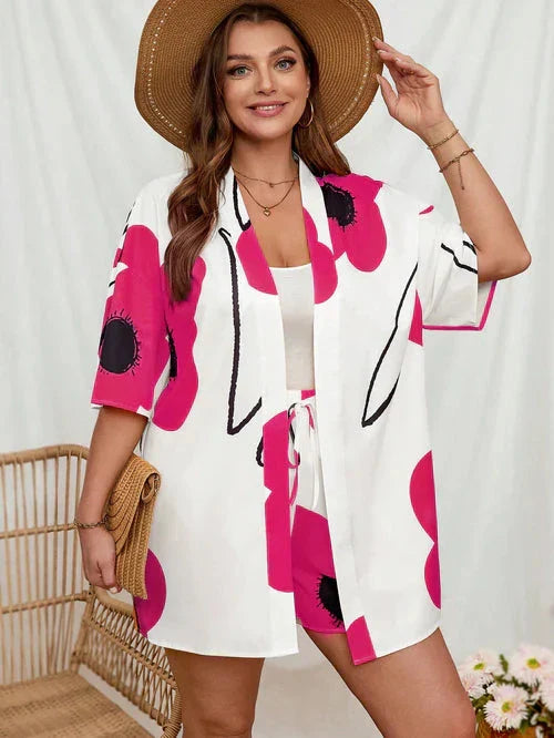 Conjunto de Quimono e Shorts Plus Size - Louise lojasoeconomia Violeta G 