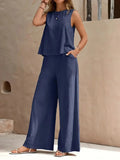 Conjunto Sem Manga Elegante - Victoria lojasoeconomia Azul P 