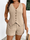 Conjunto Texturizado Plus Size - Eleanor lojasoeconomia Caqui G 