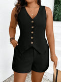 Conjunto Texturizado Plus Size - Eleanor lojasoeconomia Preto G 