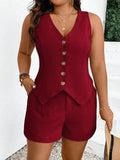 Conjunto Texturizado Plus Size - Eleanor lojasoeconomia Vermelho G 