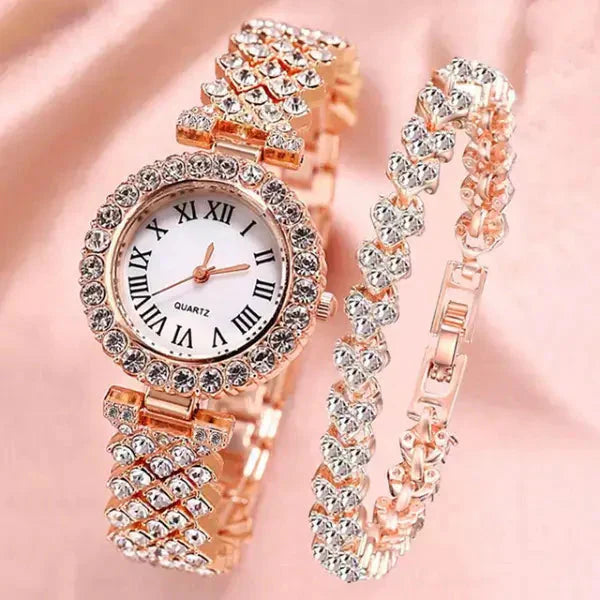 Relógio - Luxo LaBelle + BRINDE 1 PULSEIRA CRAVEJADA VEST F 10 cineoferta Rose 