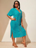 Saída De Praia Plus Size - Anastasia lojasoeconomia Azul G 