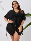 Saída de Praia Plus Size Camisa - Daisy lojasoeconomia Preto G 