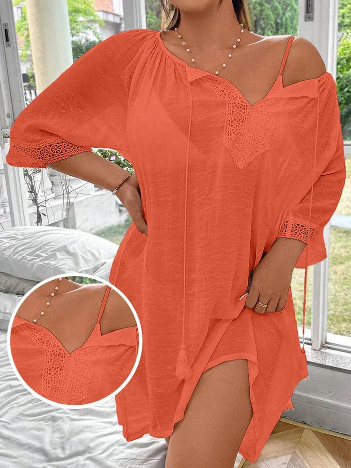 Saída de Praia Plus Size - Monize lojasoeconomia Laranja G 
