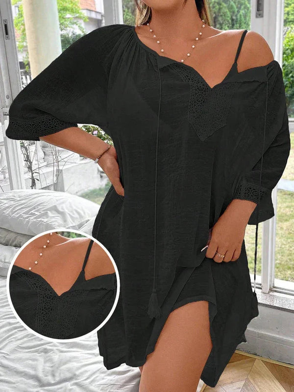 Saída de Praia Plus Size - Monize lojasoeconomia Preto G 