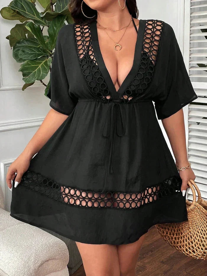 Saída de Praia Plus Size - Richelle lojasoeconomia Preto G 