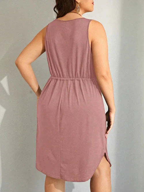 Vestido Ajuste na Cintura e Falsos Botões Plus Size - Iolanda lojasoeconomia 