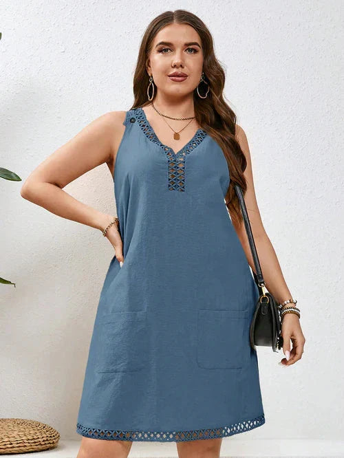 Vestido Algodão com Bordado Vazado Plus Size - Katlyn lojasoeconomia 