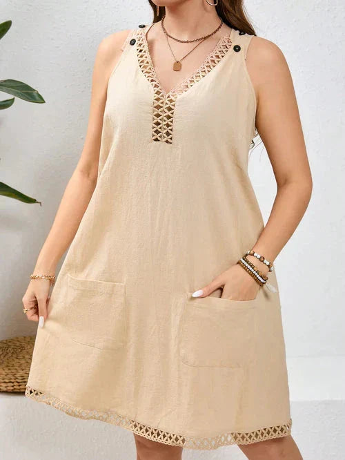 Vestido Algodão com Bordado Vazado Plus Size - Katlyn lojasoeconomia Damasco G 