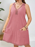 Vestido Algodão com Bordado Vazado Plus Size - Katlyn lojasoeconomia Rosa G 