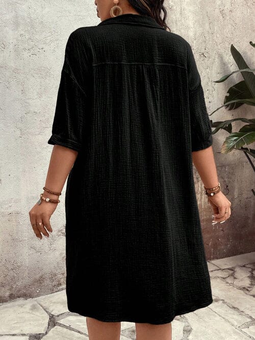 Vestido Casual Botões Frontais Plus Size - Alicya lojasoeconomia 
