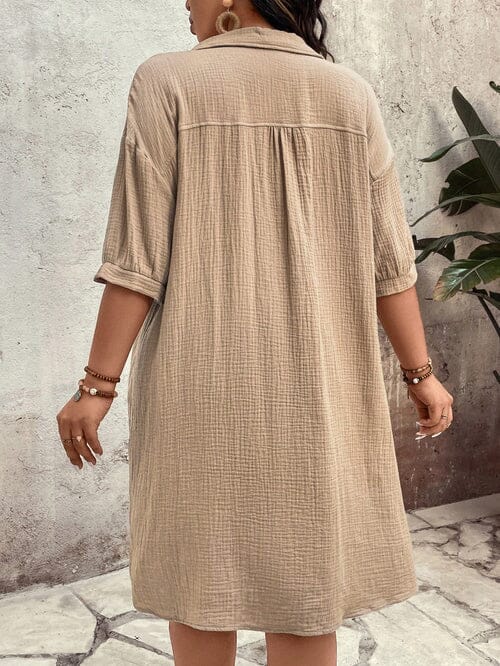 Vestido Casual Botões Frontais Plus Size - Alicya lojasoeconomia 