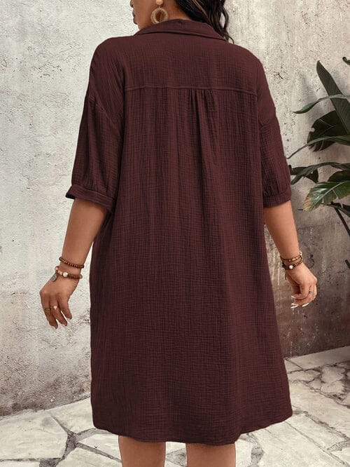 Vestido Casual Botões Frontais Plus Size - Alicya lojasoeconomia 