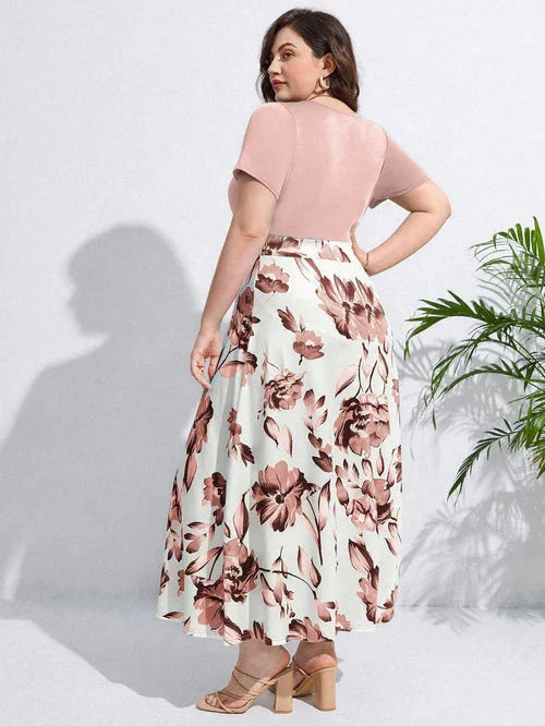 Vestido Estampa Floral e Cintura Marcada Plus Size - Annabelle lojasoeconomia 