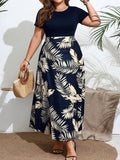 Vestido Estampa Floral e Cintura Marcada Plus Size - Annabelle lojasoeconomia Azul Marinho G 