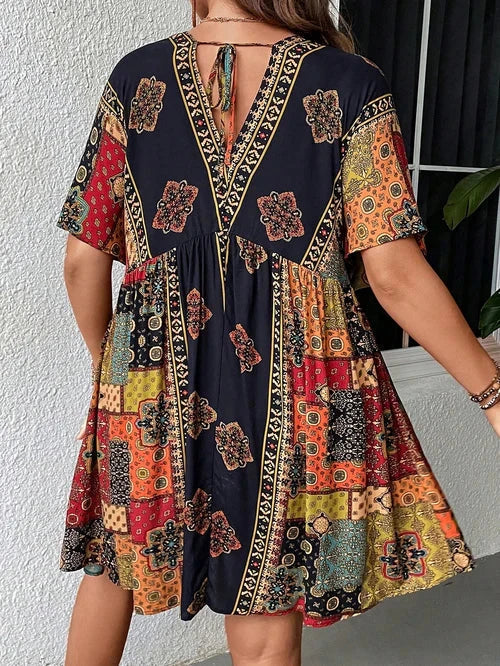 Vestido Estampa Retalho - Janette lojasoeconomia 