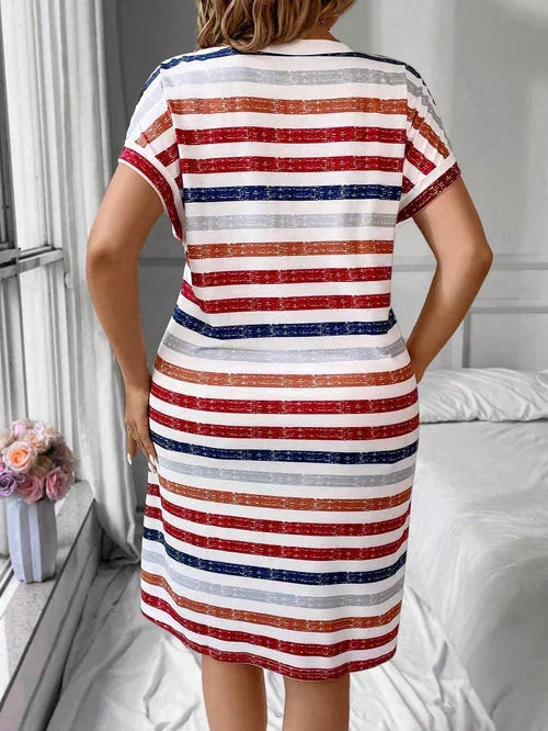 Vestido Listrado Plus Size - Aura lojasoeconomia 