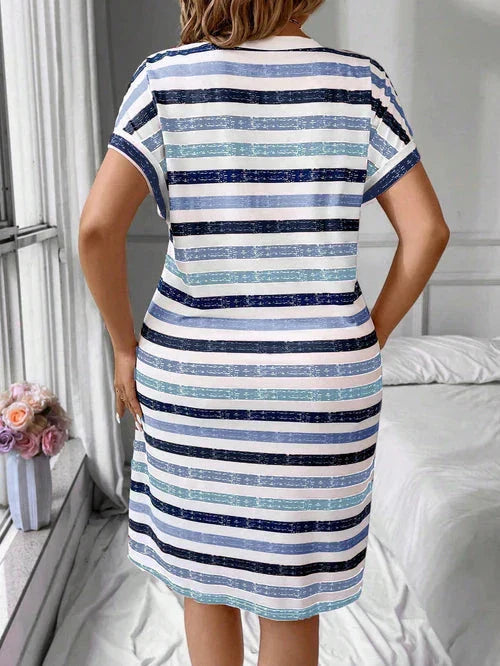 Vestido Listrado Plus Size - Aura lojasoeconomia 