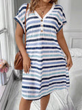Vestido Listrado Plus Size - Aura lojasoeconomia Colorido 1 G 