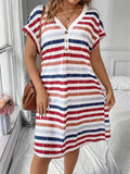 Vestido Listrado Plus Size - Aura lojasoeconomia Colorido 2 G 