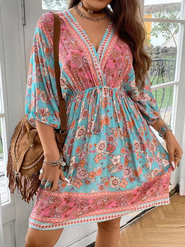 Vestido Plus Size - Marcele lojasoeconomia Rosa e Azul G 