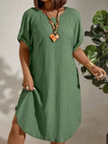 Vestido Textura Leve e Manga Morcego Plus Size - Britney lojasoeconomia Verde G 