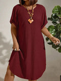 Vestido Textura Leve e Manga Morcego Plus Size - Britney lojasoeconomia Vermelho G 